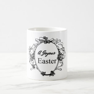 A Joyous Easter Cute Easter Bunnies Typography Coffee Mug