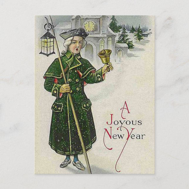 "A Joyous New Year" Vintage Holiday Postcard (Front)