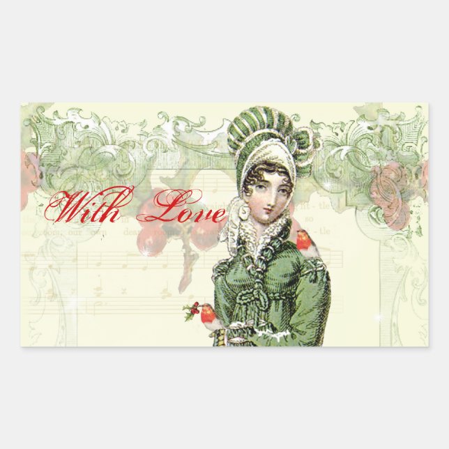 A Joyous Noel with Love Rectangular Sticker (Front)