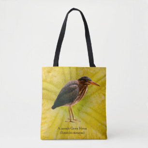 A juvenile Green Heron (Butorides virescens) Tote Bag