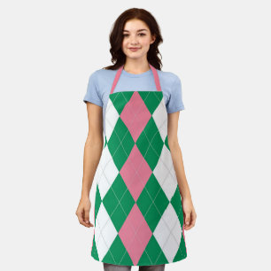 A.K.A. Pink & Green Argyle Apron