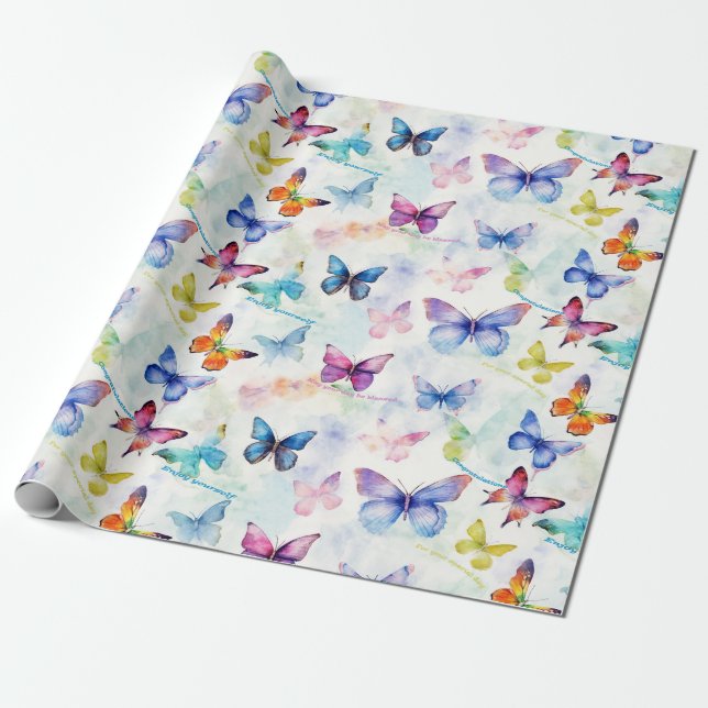 A kaleidoscope of butterflies, repeat pattern  wrapping paper (Unrolled)