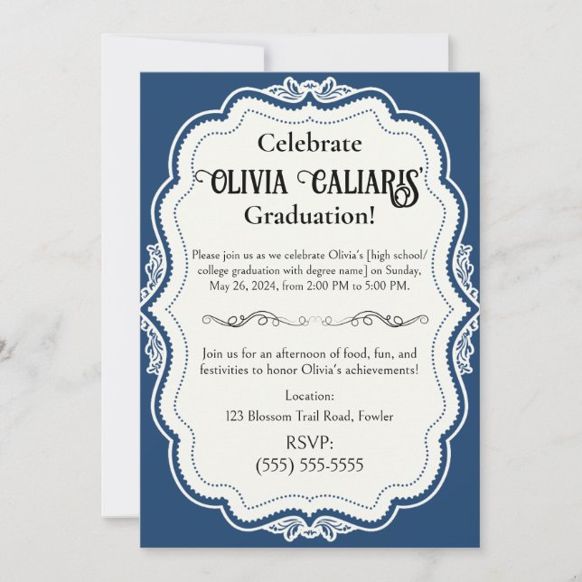 A Kaleidoscope of Celebration: Bahama Blue Invitation (Front)