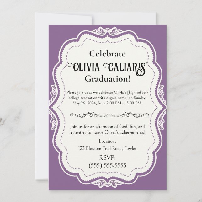 A Kaleidoscope of Celebration: Vivid Violet Invitation (Front)