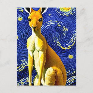 A Kangaroo in The Starry Night Postcard