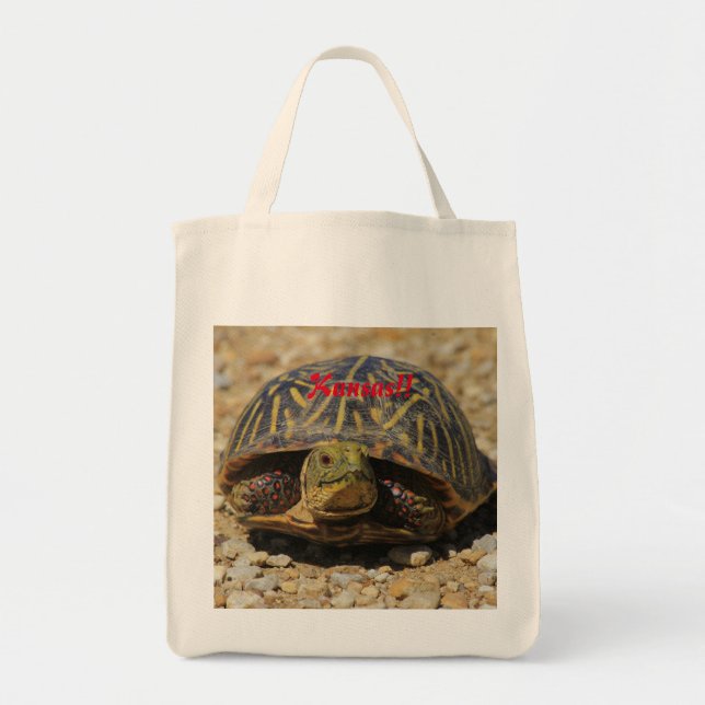 A Kansas Box Shell Turtle Grocery Tote Bag (Front)
