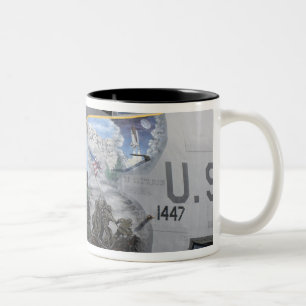 A KC-135 Stratotankerdisplaying patriotic nose Two-Tone Coffee Mug