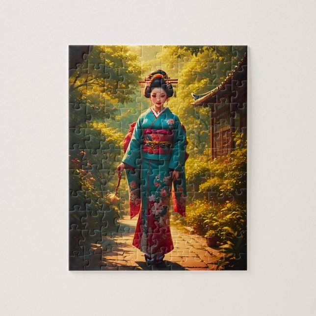 A Kimono's Radiance Jigsaw Puzzle (Vertical)