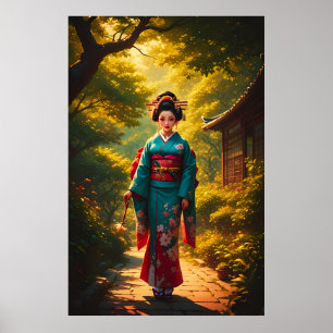 A Kimono's Radiance Poster