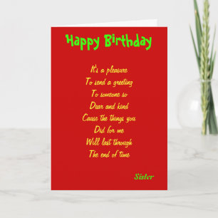 A kind sister birthday cards