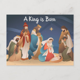 A King is Born Christmas Nativity Postcard