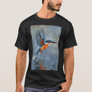 A Kingfisher flying over water, Birds in Motion T-Shirt