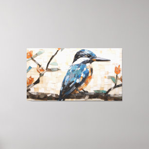 A Kingfisher Mosaic Digital Design Modern/Minimal Canvas Print