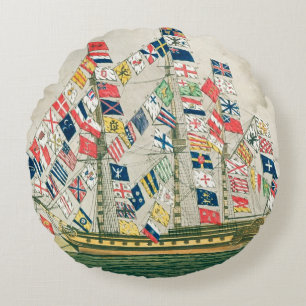 A King's Ship Round Cushion