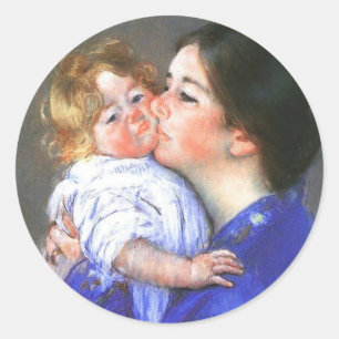 A Kiss For Baby Anne, Mary Cassatt Classic Round Sticker