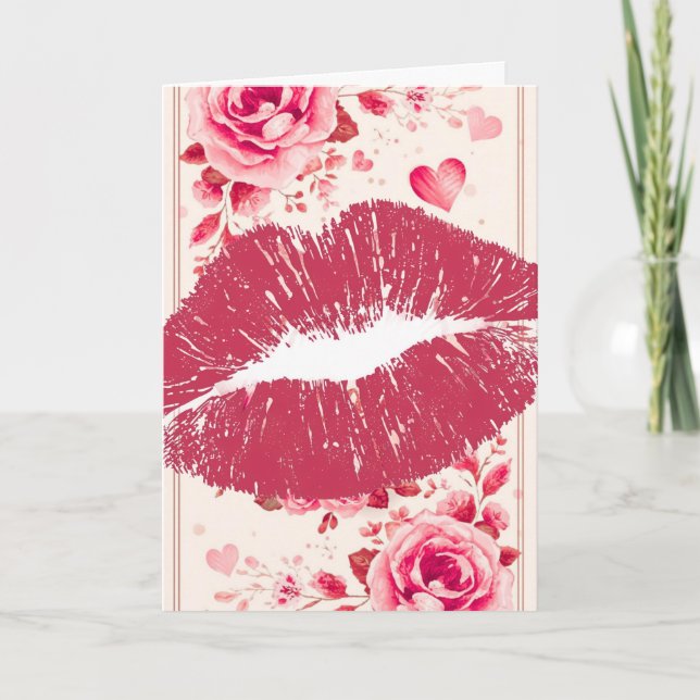 A Kiss For You on a Valentine's Day Holiday Card (Front)