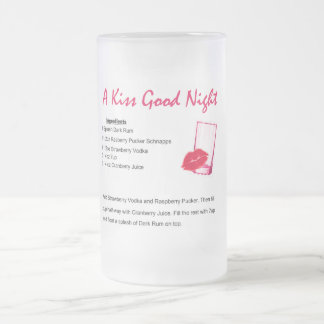 A Kiss Good Night Frosted Glass Beer Mug