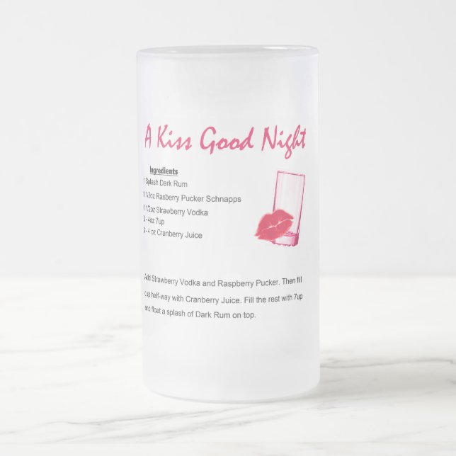 A Kiss Good Night Frosted Glass Beer Mug (Center)