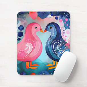 "A Kiss in Feathers" Happy Valentine's Day Mouse Mat