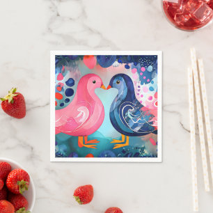 "A Kiss in Feathers" Happy Valentine's Day Napkin