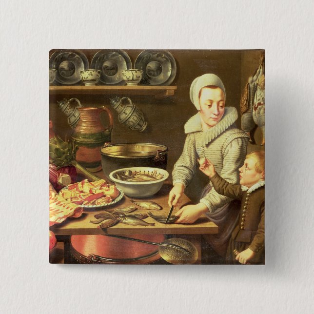 A Kitchen Interior 15 Cm Square Badge (Front)