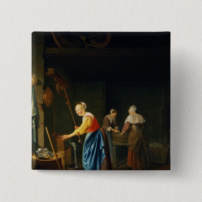 A Kitchen Scene 15 Cm Square Badge (Front)