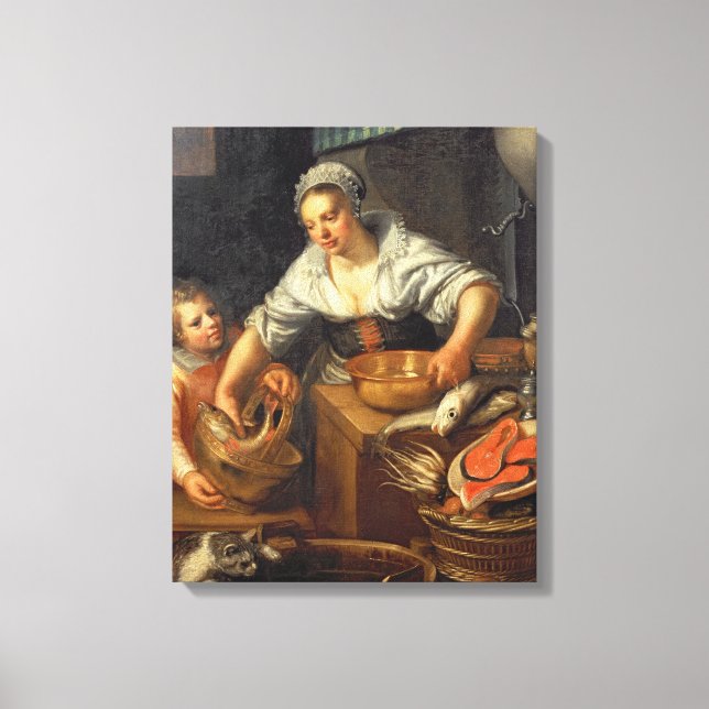A Kitchen Scene Canvas Print (Front)