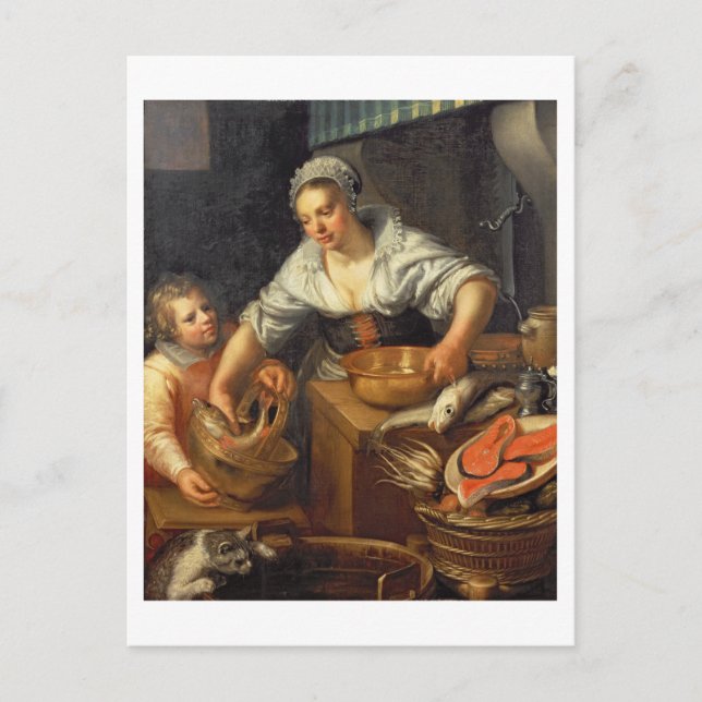 A Kitchen Scene Postcard (Front)
