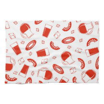 A kitchen towel with a bright, cheerful print.
