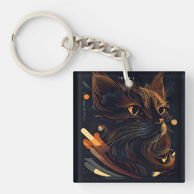 A kitty cat Acrylic Keychain (Front)
