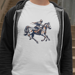 A Knight Man On A Horse Icon In Running Movement T T-Shirt