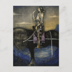 “A Knight Rode Up”Watercolor by John Bauer Postcard