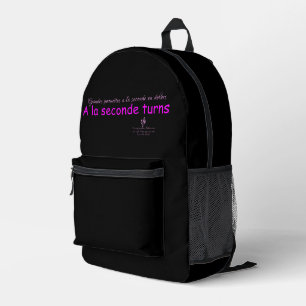A La Seconde Turns Black and Pink Printed Backpack