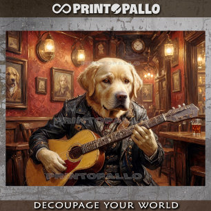 A Labrador dog playing guitar in a pub - Tissue Paper