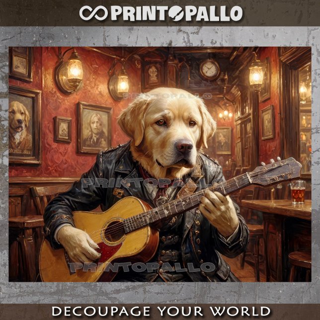 A Labrador dog playing guitar in a pub -  Tissue Paper (Creator Uploaded)