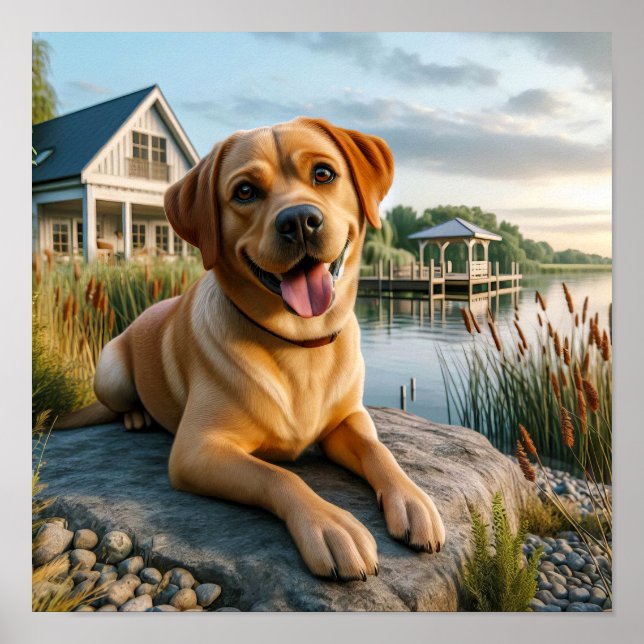 A Labrador Retriever Resting in the Country Poster (Front)