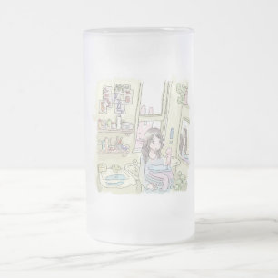 a ladder frosted glass beer mug