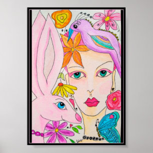 A Lady, A Bunny, and a Bird Poster