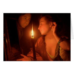 A Lady Admiring An Earring by Candlelight