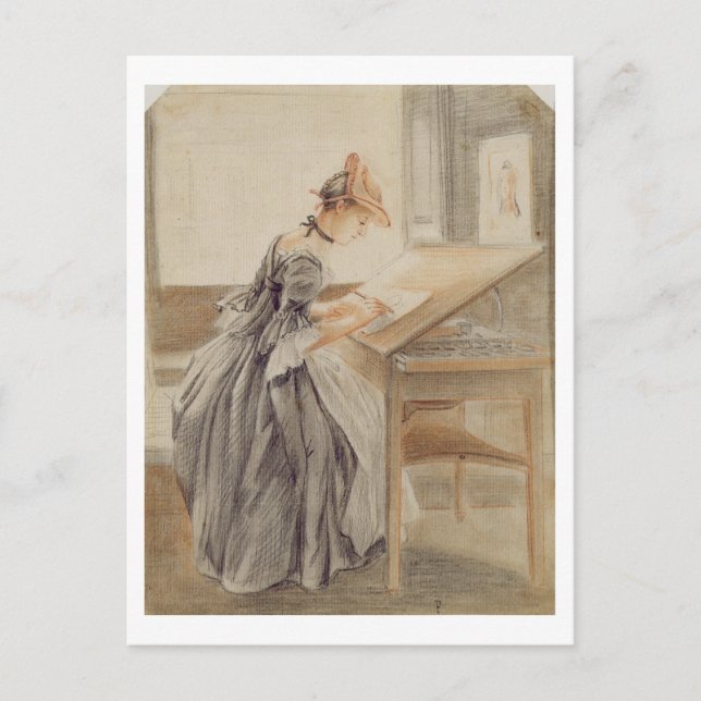 A Lady Copying at a Drawing Table, c.1760-70 (grap Postcard (Front)