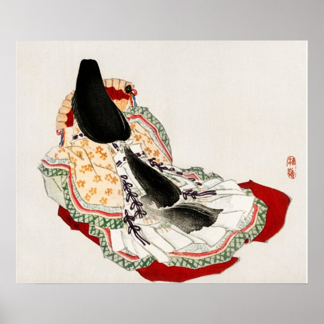 A lady in a kimono by Kono Bairei Poster (Front)