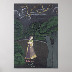 A lady on her way to a tryst, Guler, c.1760 Poster