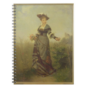 A Lady picking flowers in a landscape (panel) Notebook