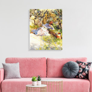 A Lady Reading a Newspaper Canvas Print