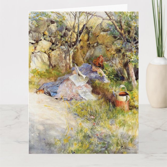 A Lady Reading a Newspaper Card (Front)