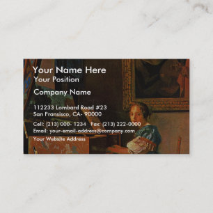 A Lady Seated At A Virginal, By Vermeer Van Delft Business Card
