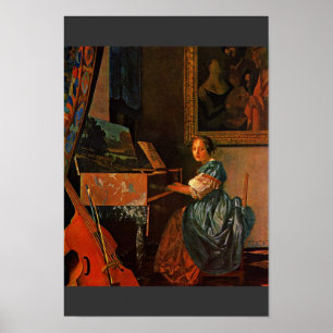 A Lady Seated At A Virginal,  By Vermeer Van Delft Poster