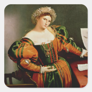 A Lady with a Drawing of Lucretia, c.1530-33 Square Sticker