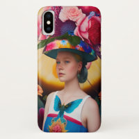 A lady with a floral sun hat
