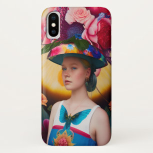 A lady with a floral sun hat iPhone x case